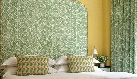 Home block-printing – Selvedge Magazine Statement Headboard, Firmdale Hotels, Chelsea Textiles, Headboard Shapes, Selvedge Magazine, Bed Stool, Kit Kemp, English Home, Headboard Styles