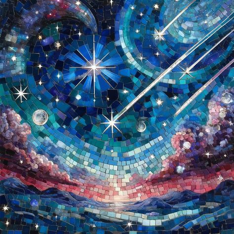 Starry Sky Mosaic ✨ What do you wish for when you look at the stars? 💫 Star Mosaic, Look At The Stars, Starry Sky, Mosaic Art, Front Yard, Mosaic, Stars, Instagram, Art