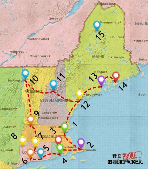 EPIC New England Road Trip Guide for May 2019 England Road Trip, Maine Road Trip, Budget Guide, Zona Colonial, Road Trip Map, New England Road Trip, East Coast Travel, Fall Road Trip, Rv Road Trip