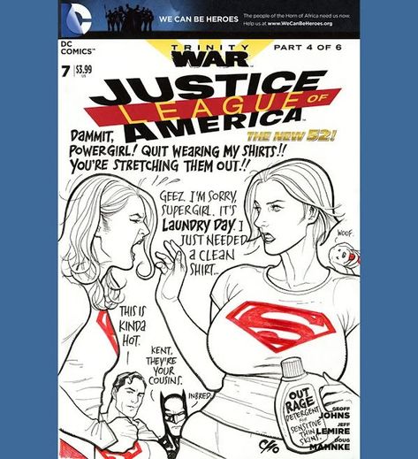 Wonder Woman Sketch, Power Girl Supergirl, Satirical Cartoons, Dc Trinity, Sketch Cover, Frank Cho, Superman Family, Justice League Of America, Woman Sketch