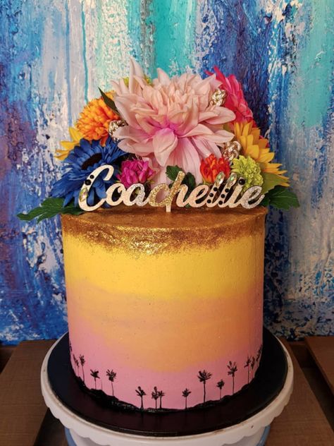 Festival Theme Birthday Cake, Festival Themed Cake, Coachella Birthday Cake, Coachella Cake Ideas, Festival Cake Ideas, Festival Birthday Cake, Coachella Cake, Coachella Food, Coachella Inspired Party