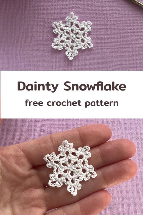 Mini Crochet Snowflake Pattern Simple Crochet Snowflakes Free Patterns, Mini Crochet Snowflake, Crochet Easy Snowflake Free Pattern, Tiny Crochet Snowflake Pattern, Crochet Thread Snowflake Free Pattern, Mini Crochet Ornaments Patterns, Crochet Mini Snowflake, Crochet Snow Flakes Pattern Free Easy, Crochet Mini Snowflakes Free Patterns