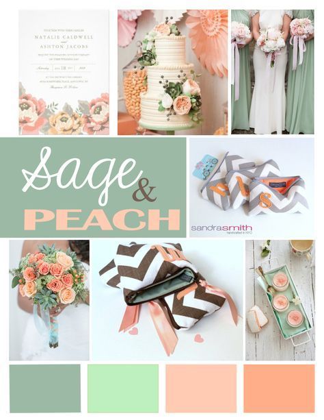 Sage And Peach Wedding, Sage Green And Peach Wedding, Green And Peach Wedding, Farm Wedding Favors, Sage Green And Peach, Peach Wedding Ideas, Peach Wedding Colors, Rustic Wedding Colors, Bridesmaid Makeup Bag