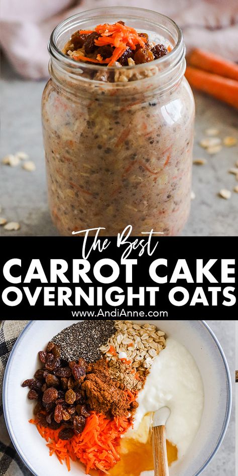 Carrot Cake Over Night Oats, Healthy Delicious Overnight Oats, Carrot Cake Overnight Oatmeal, Carrot Cake Overnight Oats Protein, Overnight Oatmeal With Yogurt, Winter Overnight Oats Healthy, Carrot Cake Oats Overnight, Overnight Oats Dates, Jar Oatmeal Overnight