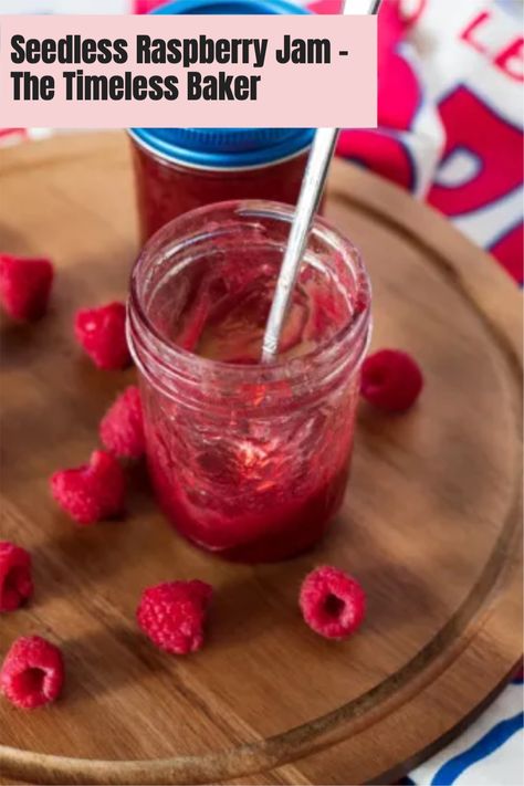 Seedless Raspberry Jam Recipe, Seedless Raspberry Jam, Waffle Cone Recipe, Canning Jam Recipes, Raspberry Jam Recipe, Raspberry Desserts, Canning Jam, Freezer Jam, Raspberry Preserves