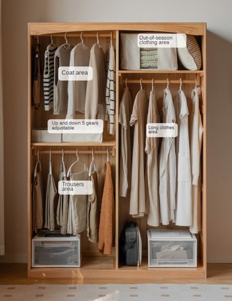 Exclusive wardrobe for small spaces Simple off-white, not depressing, more transparent space, only 53cm in depth, and the curtain design saves aisle space