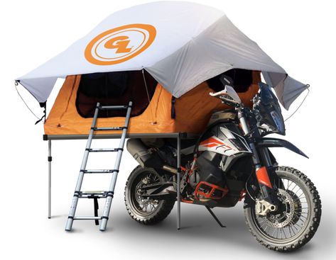 Motorcycle Roof (Seat) Top Tent :: News - Expedition Portal Adventure Motorcycle Camping, Motorcycle Tent, Motorcycle Campers, Camper Trailer For Sale, Motorcycle Camping Gear, Diy Motorcycle, Expedition Portal, Motorcycle Trailer, Roof Tent