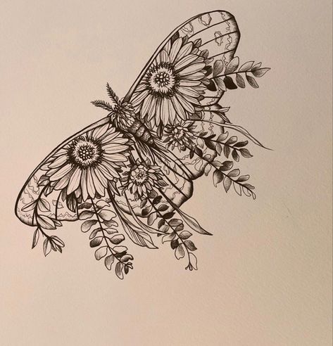 Beehive And Flowers Tattoo, Insect Floral Tattoo, Epelipsy Tattoo, Cover Up Tattoos For Words, Floral Moth Tattoo Sleeve, Intricate Flower Drawing, Moth Tattoo Feminine, Moth Tattoo Inner Elbow, Beautiful Moth Tattoo