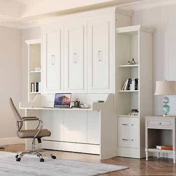 Murphy Bed Desk Combo, Bookcase Wall Bed, Murphy Bed With Desk, Murphy Bed Office, Horizontal Murphy Bed, Murphy Bed Desk, Queen Murphy Bed, Wall Beds, Bed With Desk