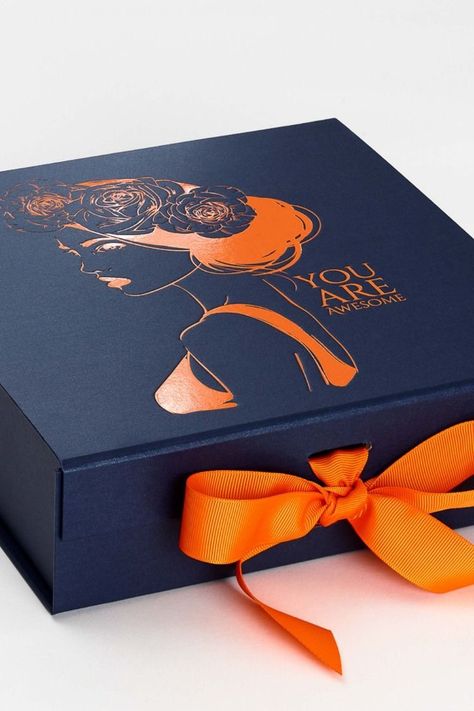 Folding Gift Boxes, Luxury Box Design, Luxury Box Packaging, Luxury Packaging Design, Blue Luxury, Foil Design, Luxury Gifts For Her, Gift Box Design, Custom Printed Boxes