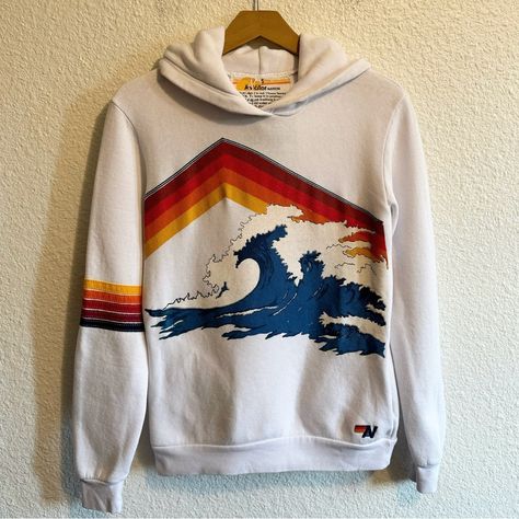 Reposhing This Item I Purchased From @Brittanyroyal. Loved It, But Ready To Rotate For Something New. Love This Piece! I Simply Need A Different Size. Questions? Leave A Comment Below! Rainbow Ocean, Wave Graphic, Aviators Women, Aviator Nation, Hoodie White, Ocean Wave, New Love, White Hoodie, Ocean Waves