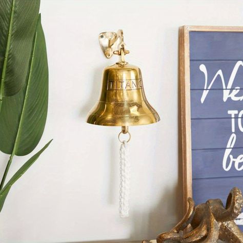 Faster shipping. Better service Bell Decorations, Nautical Wall Decor, Hanging Bell, Entryway Hallway, Brass Bells, Brass Decor, Wall Brackets, Nautical Decor, Wall Décor