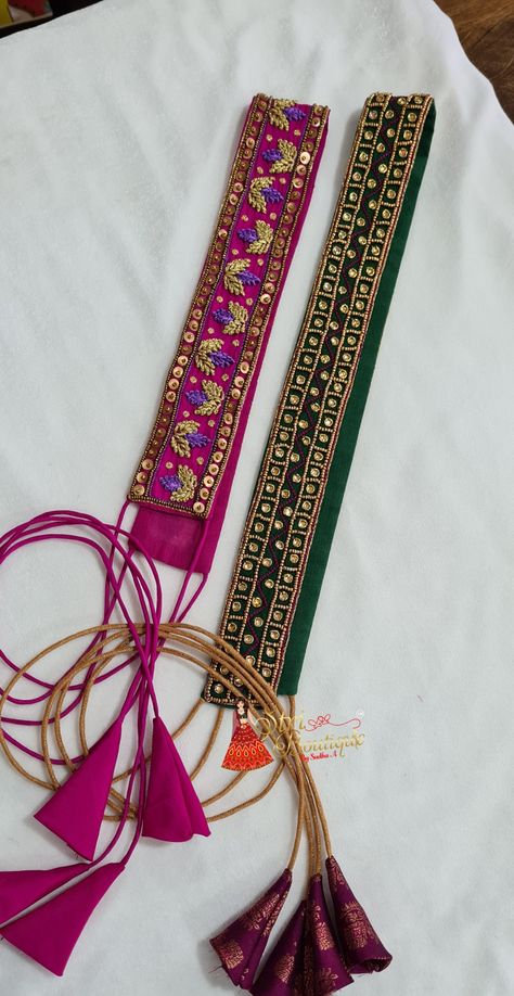 Fabric Belt Design, Cloth Belt For Saree, Hipbelt Aari Work, Hip Belt Aari Work, Handwork Belt Design, Aari Belt Design, Saree Belt Designs, Hip Belt For Saree, Aari Belt