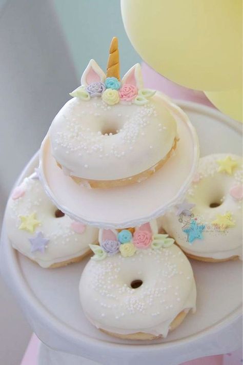 Take a look at this wonderful unicorn birthday party! The unicorn donuts are so sweet! See more party ideas and share yours at CatchMyParty.com #catchmyparty #partyideas #unicornparty #unicorns #girlbirthdayparty #donuts Unicorn Party Ideas, Unicorn Birthday Party Ideas, Rainbow Unicorn Birthday Party, Unicorn Birthday Party Decorations, Birthday Donuts, Unicorn Themed Birthday Party, Donut Birthday Parties, Unicorn Birthday Cake, Rainbow Unicorn Birthday