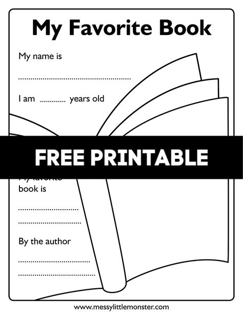 My Favourite Book Template My Favorite Book Writing Template, My Favorite Book Activity, Kindergarten Book Report Template, My Favorite Book Worksheet, Favorite Books Template, Favorite Book Template, Book Day Activities, World Book Day Activities, Book Writing Template