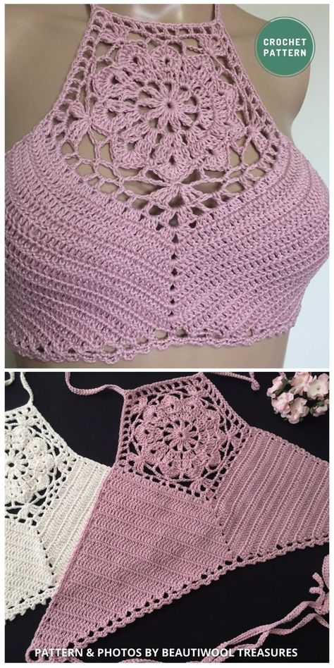 crochet patterns ideas Crochet Festival Top Pattern Free, Crochet Bra Pattern Free, Tops Tejidos A Crochet, Crochet Halter Top Pattern Free, Tops A Crochet, Crochet Top Free Pattern, Top A Crochet, Crochet Halter Top Pattern, Top Crop Tejido En Crochet