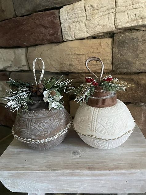 Grace and Tattered Lace Crafty Friends | Facebook Dollar Store Bowl Ornaments, Dollar Tree Bowl Ornaments, Dollar Tree Ornaments Diy, Friends Christmas Ornaments, Tassel Tree, Primitive Christmas Crafts, Mothers Jewelry, Fashion Christmas Tree, Snow Decorations