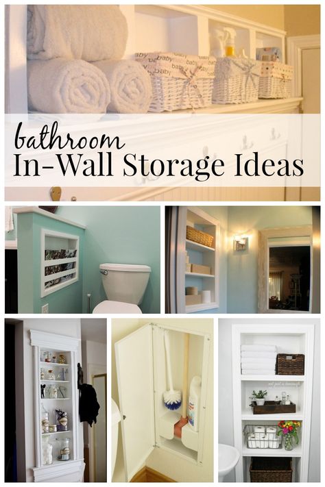 Wall Storage Ideas, Bathroom Mold, Recessed Storage, Create Storage, Recessed Shelves, Storage Ideas For Small Spaces, Bathroom Wall Storage, Open Bathroom, Enchanted Cottage