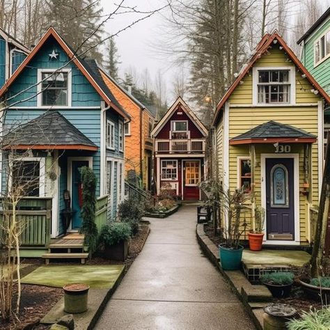 Casa Fantasy, Tiny House Village, Colorful Houses, Interior Vintage, Tiny House Cabin, Cute House, Tiny House Living, Camping Ideas, Tiny House Plans