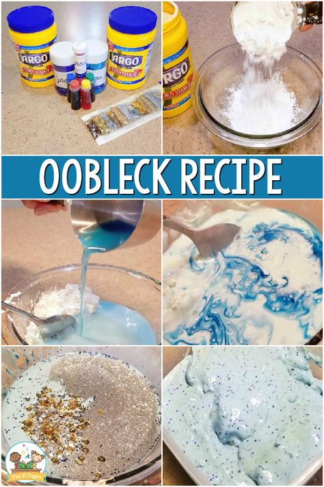 Making Oobleck In Classroom, Slime Activity For Preschool, Daycare Science Activities, Oobleck Science Experiment, Science Sensory Activities Preschool, Pre K Sensory Activities, Pre K Science Experiments, Pre K Science Activities, Making Oobleck