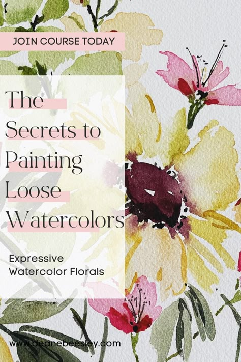 Online watercolor flower course Loose Watercolor Paintings, Loose Watercolor Flowers, Learn Watercolor Painting, Watercolor Flowers Tutorial, Learn Watercolor, Watercolor Paintings For Beginners, Watercolor Lessons, Diy Watercolor Painting, Watercolor Projects