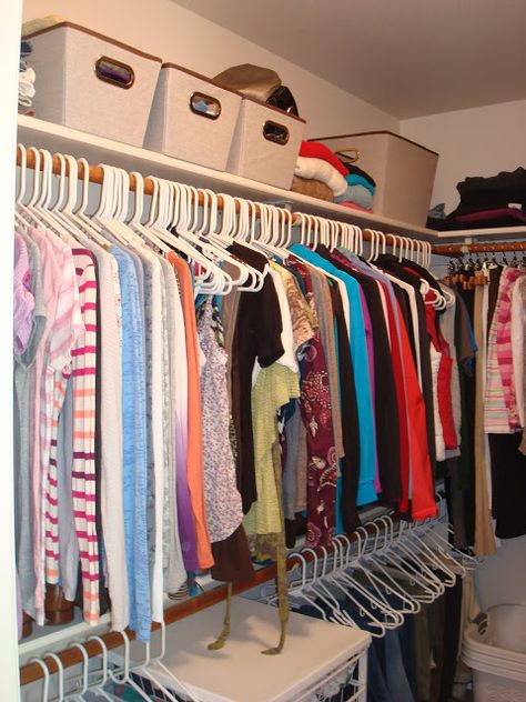 His & Hers Closet Organization Builder Grade Master Closet, Organize Toddler Shoes, His And Hers Closet, Small Master Closet, Small Closet Storage, Organizing Stuff, Toddler Organization, Shoes Closet, Closet Hacks Organizing