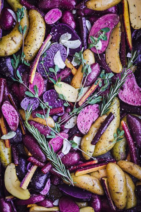 Purple Food Board, Purple Potato Recipe, Witchy Dinner, Purple Fruits And Vegetables, Purple Sweet Potato Recipes, Purple Dishes, Purple Potato Recipes, Cookbook Inspiration, Purple Dinner