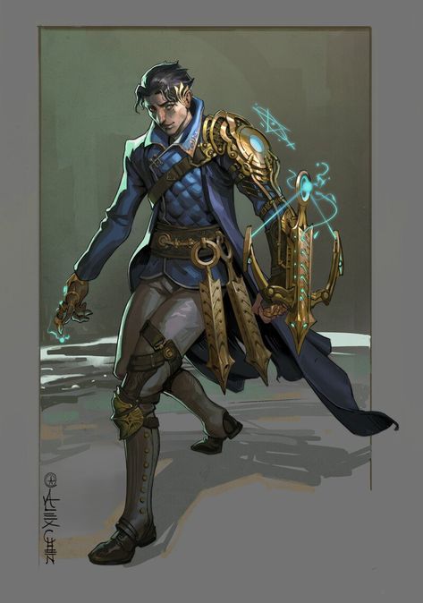 ArtStation - The Artificer - Personal Character, Alex Chen Artificer Character Art, Dnd Artificer Art, Dnd Artificer Character Design, Artificer Art, Alex Chen, Steampunk Character, Steampunk Characters, Magic: The Gathering, Fantasy Ideas