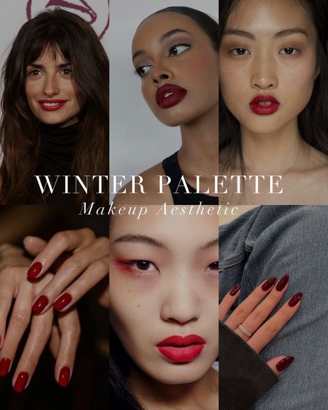 Winter Palette Outfits Aesthetic, Winter Pallete Makeup, Winter Color Palette Aesthetic, Winter Color Makeup, True Winter Colors, True Winter Aesthetic, Bright Winter Aesthetic, Dark Winter Colour Palette, Winter Palette Makeup