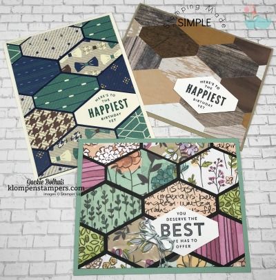 Tailored Tag Punch Stampin Up Cards, Herringbone Cards, Fun Backgrounds, Quilted Cards, Stampin Up Anleitung, Hexagon Cards, Quilt Cards, Dsp Cards, Scrap Cards