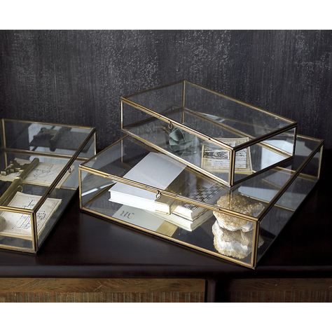 Shop Clarus Large Brass Glass Display Box.  Clear glass framed in warm brass boxes up collectibles, necessities, treasures and trinkets with room for a view.  Fill with soil and small plants for an unusual hothouse terrarium. Bed Frame Plans, Glass Display Box, Jewerly Displays, Box Decor, Woodworking Videos, Glass Boxes, Jewelry Armoire, House Doctor, Office Accessories