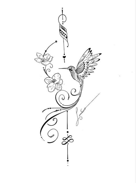 Tattoo Artistic, Unalome Tattoo, Tattoos For Women Flowers, Muster Tattoos, Spine Tattoos For Women, Hummingbird Tattoo, Spine Tattoos, Humming Bird, Elegant Tattoos