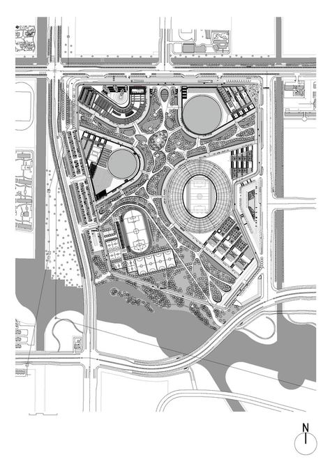 Construction Begins on gmp Architekten's SIP Sports Centre in China,Master Plan Site Development Plan, Sports Facility Architecture, Masterplan Architecture, Stadium Architecture, Sports Centre, Urban Design Plan, Stadium Design, Urban Landscape Design, Sports Center