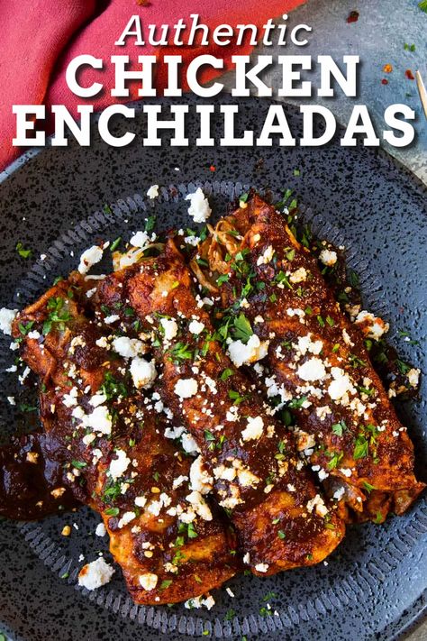 Mexican Red Enchiladas, Authentic Red Enchiladas, Red Chile Chicken Enchiladas, Homemade Chicken Enchiladas Recipe, Authentic Mexican Chicken Enchiladas, Grilled Chicken Enchiladas, Mexican Chicken Enchiladas Authentic, Corn Tortilla Enchiladas Chicken, Authentic Enchiladas Chicken