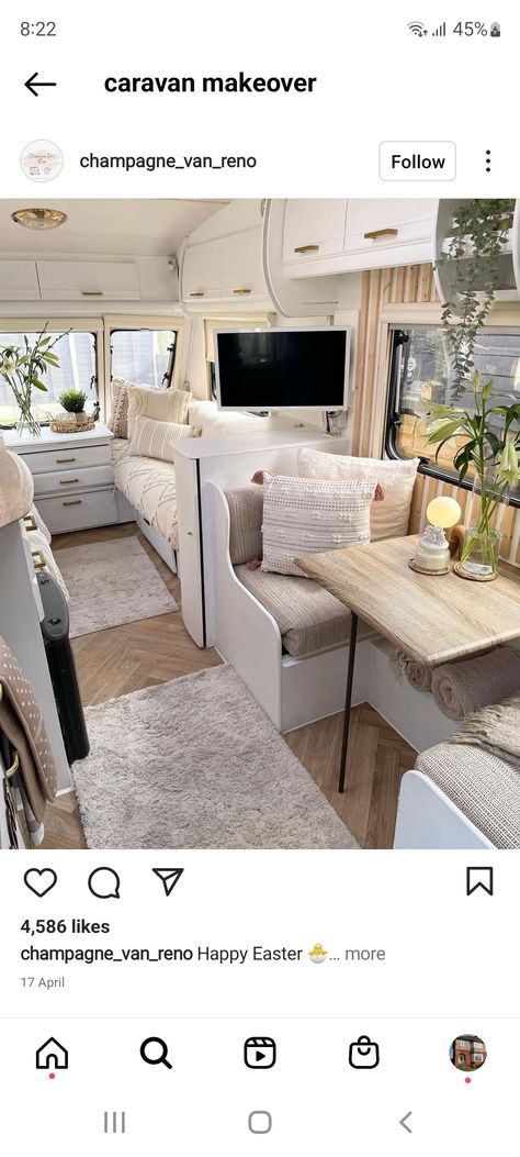 Sage Green Caravan Interior, Touring Caravan Interior Ideas, Touring Caravan Makeover, Static Caravan Interior Ideas, Caravan Interior Makeover, Happier Camper, Caravan Life, Camper Design, Caravan Ideas