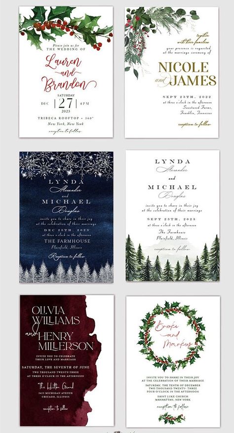 Wedding Invites Christmas, Wedding Christmas Invitations, Christmas Wedding Invites Invitation Ideas, Wedding Invitations December, Christmas Wedding Programs, Wedding Invitations Christmas Theme, Wedding Invitation Winter, Christmas Themed Wedding Invitations, December Wedding Invitations