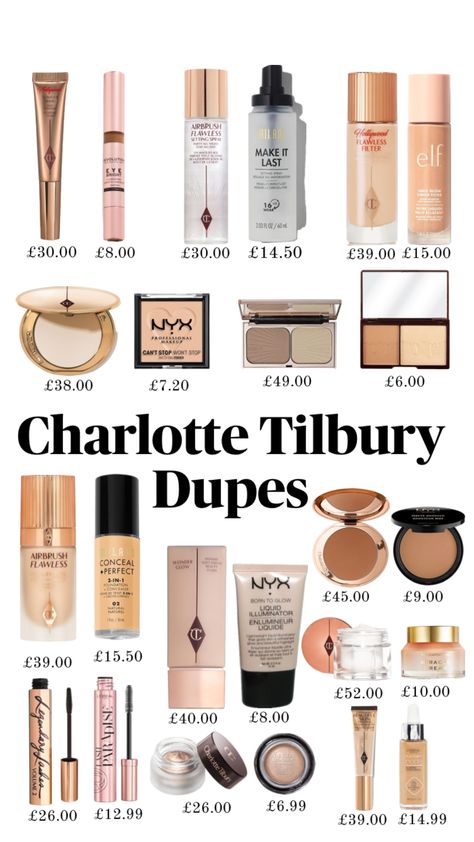 Charlotte tilbury dupes 💋 #dupes #beauty #makeup #makeupwishlist Korean Body Care, Beauty Treatments Skin Care, Charlotte Tilbury Makeup, Makeup Accesories, Makeup Is Life, Makeup Help, Nyx Makeup, Glam Makeup Look, Makeup Rooms