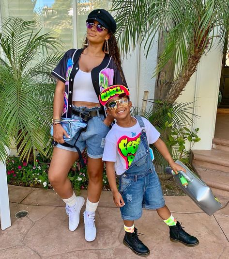 When you & your son take @shaqironeall “Fresh Prince of LA” party way too seriously! 🤣 #Shaqir16 Fresh Prince Birthday Party Outfit, 80s Skate Party Outfit, 90s Skating Party, 90s Skating Party Outfit, 90s Kickback Party, 90s Birthday Party Outfit, Kids 90s Outfit Ideas, 90s Skate Party, Hip Hop Party Outfit