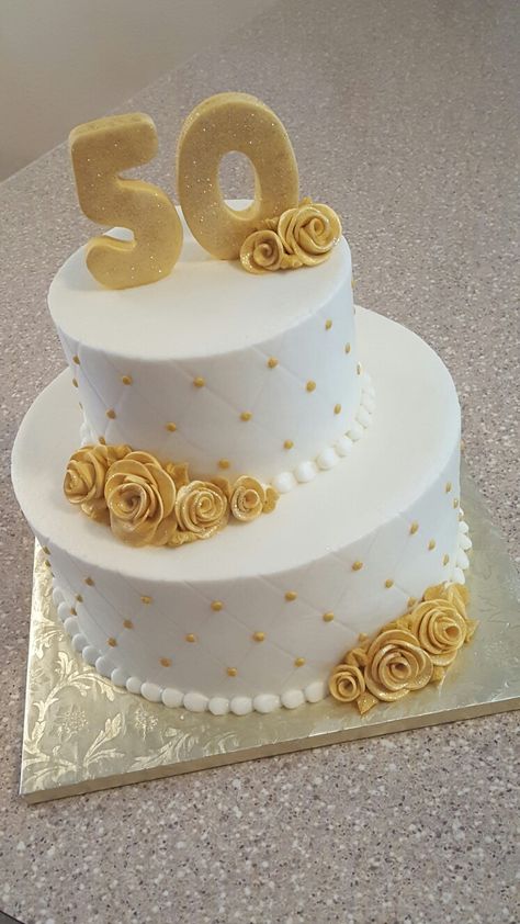 50th wedding anniversay cake with gold rolled fondant roses White And Gold 50th Anniversary Cake, Golden Wedding Cakes 50th Anniversary, 50th Anniversary Cakes Gold, 50 Wedding Anniversary Cake, 50th Wedding Anniversary Cakes Gold, Anniversary Cake 50th, Gold Wedding Anniversary Cake, 50 Anniversary Cake, Gold Theme Cake