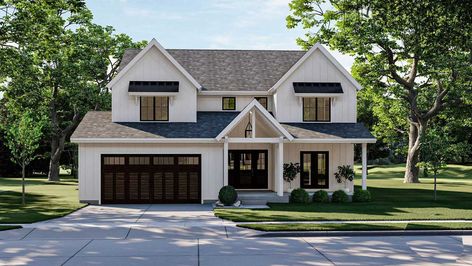 Modern-farmhouse House Plan - 4 Bedrooms, 3 Bath, 3422 Sq Ft Plan 52-508 Modern Farmhouse Front Entry, White 2 Story House Exterior, 2600 Sq Ft House Plans 2 Story, 2 Story Loft House Plans, 2 Master Suite House Plans 2 Story, 2 Story Craftsman Exterior, 2 Story 4 Bedroom House Plans, Scandinavian Farmhouse Exterior, Siding Remodel