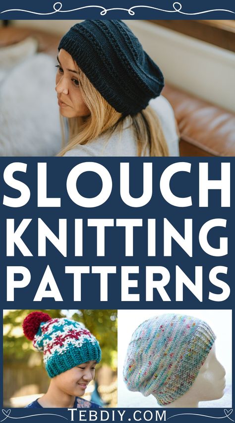 Knit Slouch Patterns For Beginners Slouchy Hat Knitting Pattern Free, Knitted Slouchy Hat Patterns Free, Casual Slouchy Knitted Hats, Knit Hat Patterns Free, Knit Slouchy Hat Pattern Free Slouch Beanie, Cheap Slouchy Knitted Beanie, Everyday Slouchy Soft Knit Hat, Slouch Hat Pattern Free, Crochet Snoods