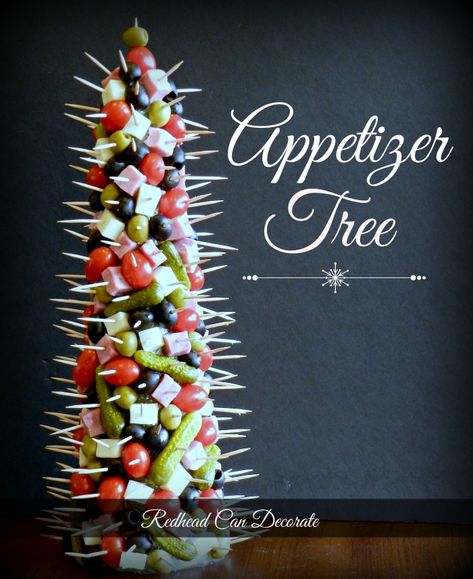 Trees belong at the table for the holidays -- as appetizers, lunch, side dish and dessert! Tree-shaped food is easy and fun for festive gatherings: Appetizer tree! Vegetable Tree Appetizer, Antipasto Tree Appetizer, Christmas Tree Hors D'oeuvres, Christmas Tree Appetizer Ideas, Tree Antipasto, Appetizer Tree, Gumdrop Tree, Christmas Tree Appetizer, Tree Appetizer