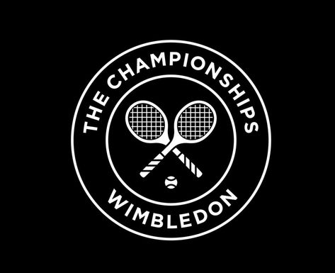 Wimbledon The championships Symbol White Logo Tournament Open Tennis Design Vector Abstract Illustration With Black Background Tournament Logo, Tennis Logo, Tennis Design, Tennis Champion, Tennis Gear, Tennis Team, Tennis Tournaments, Abstract Illustration, Round Logo