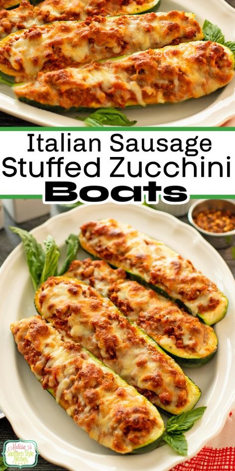 Stuffed Zucchini Boats Zucchini Boats Easy, Zucchini Boat Recipes Sausage, Sausage Stuffed Zuchini Baking Recipes, Stuffed Zucchini Boats With Ricotta, Zucchini Sausage Boats, Zucchini Boats With Ricotta Cheese, Delicious Zucchini Recipes, Zucchini Boats Vegan, Stuffed Zucchini Boats With Spinach And Ricotta