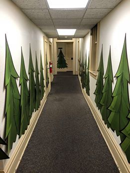 Forest Hallway Decoration, Vbs Forest Decorations, Wilderness Adventure Vbs, Alaskan Adventure Vbs, Mountain Vbs Decorations, Christmas Tree Hallway Decorations School, Alaska Party Decorations, Group Vbs 2025 True North, Wilderness Vbs Decorations