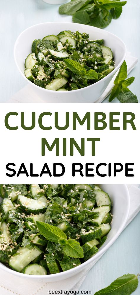 Salads With Basil And Mint, Zucchini Mint Recipes, Fresh Mint Salad, Mint Dinner Recipes, Cucumber Salad With Mint, Salads With Mint Leaves, Cucumber And Mint Salad, Roasted Cucumber Recipes, Mint Uses Recipes