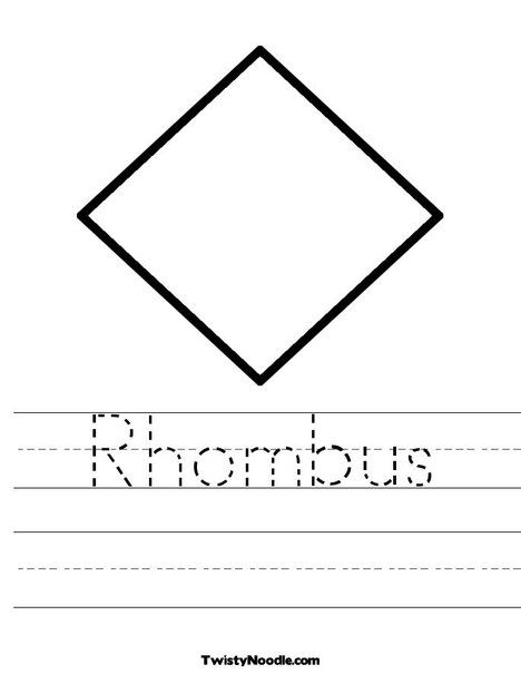 Rhombus Worksheet from TwistyNoodle.com Oval Worksheet, Shapes Worksheet Kindergarten, Worksheet Kindergarten, Twisty Noodle, Prek Classroom, Multiplication Worksheets, Shapes Preschool, Rhombus Shape, Shapes Worksheets