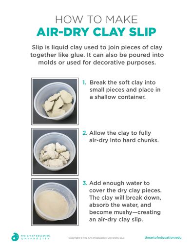 How to Make Air Dry Clay Slip - FLEX Resource Sanding Air Dry Clay, Diy Clay Slip, How To Make Air Dry Clay Slip, Baking Clay Recipe, Air Dry Clay Slip, Air Dry Clay Tips For Beginners, How To Make Slip Clay, How To Dye Air Dry Clay, How To Make Clay Slip