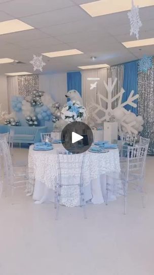 Winter wonderland baby shower! | By A-ONE Design & Events LLC. | Facebook Winter Wonderland Baby Shower Tables, Boy Baby Shower Centerpieces Diy, Winter Wonderland Baby Shower Ideas Centerpieces, Baby Shower Table Decoration Ideas Boy, Winter Wonderland Baby Shower Centerpieces, Winter Wonderland Baby Shower Ideas Boy, Winter Baby Shower Centerpieces, Winter Themed Baby Shower Ideas, Snowflake Baby Shower Ideas