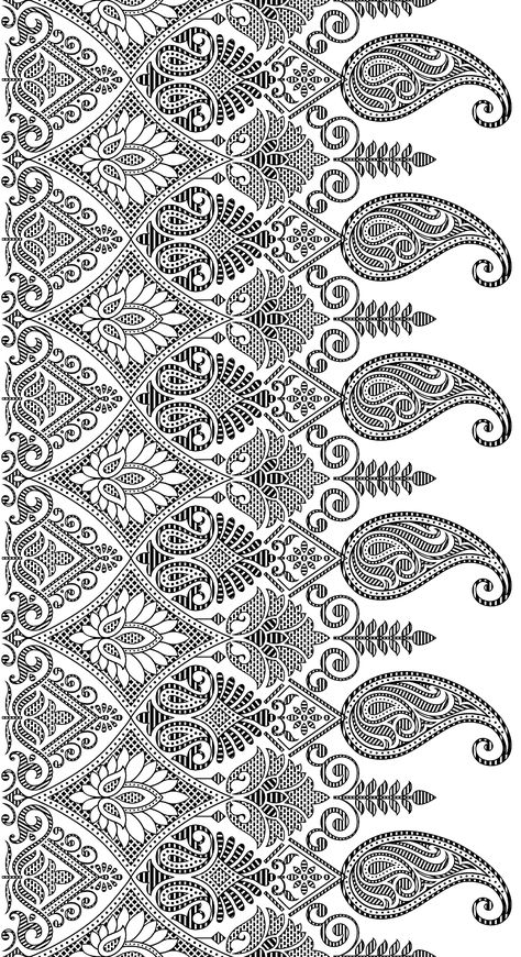 black and white pattern design, Textile Motifs Design, Saree Border Designs, Black And White Pattern Design, Aztec Pattern Design, Jaal Design, Weaving Book, Mural Art Design, Digital Border, Saree Painting Designs